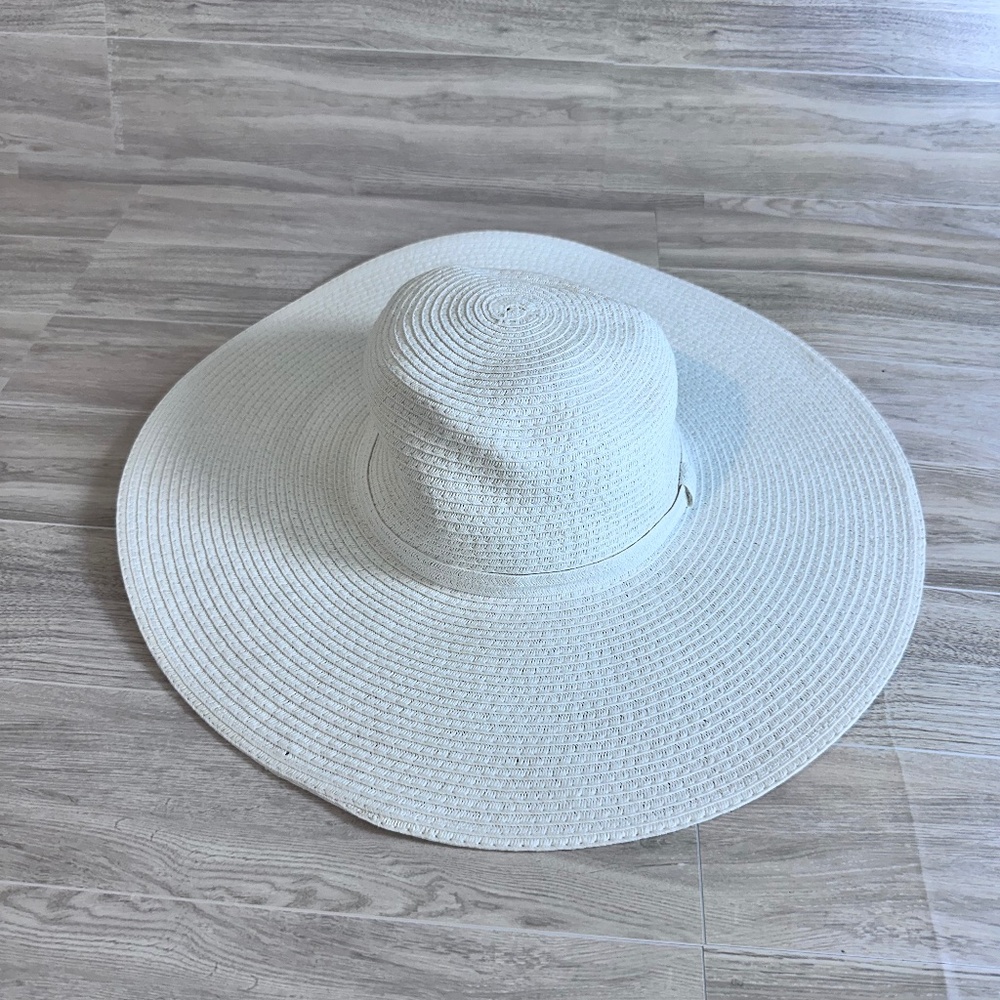 Shade & Shore Packable Straw Floppy Hat Beach Summer White
